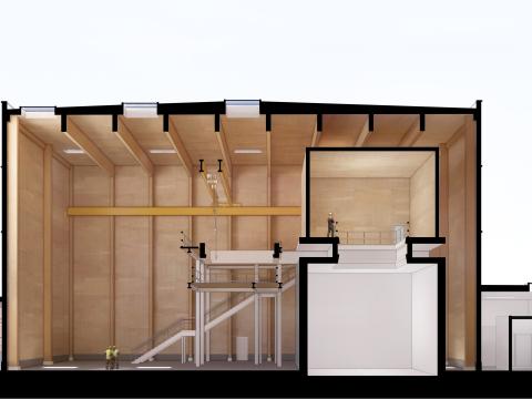 Architectural rendering of the interior of a warehouse.
